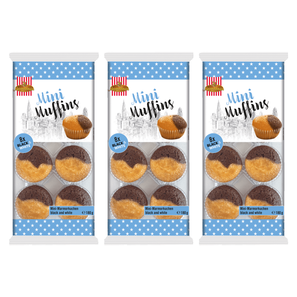 Meister Moulin Mini Muffins Black & White 8er 180g – 3er-Pack – Packbild