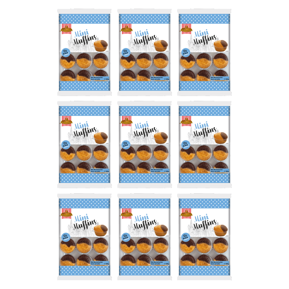 Meister Moulin Mini Muffins Black & White 12er 280g – 9er-Pack – Packbild
