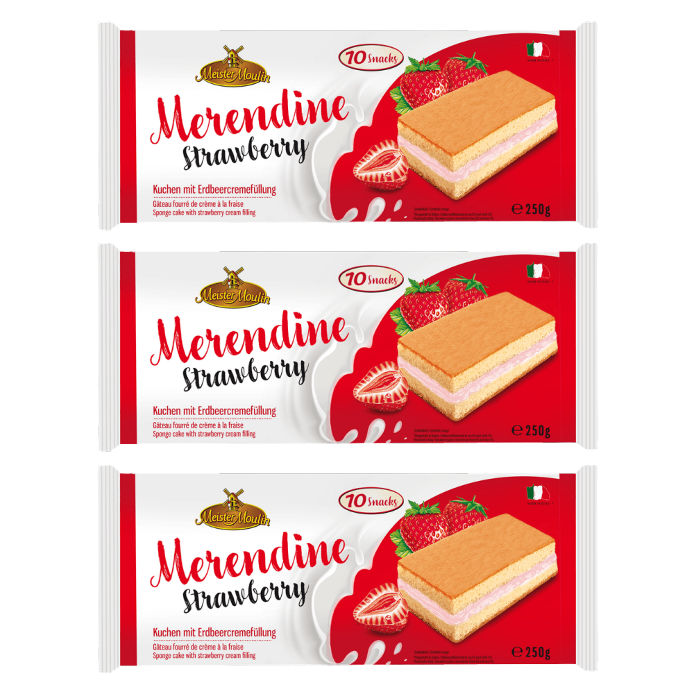 Meister Moulin Kuchenschnitten mit Erdbeercreme 250g – 3er-Pack – Packbild