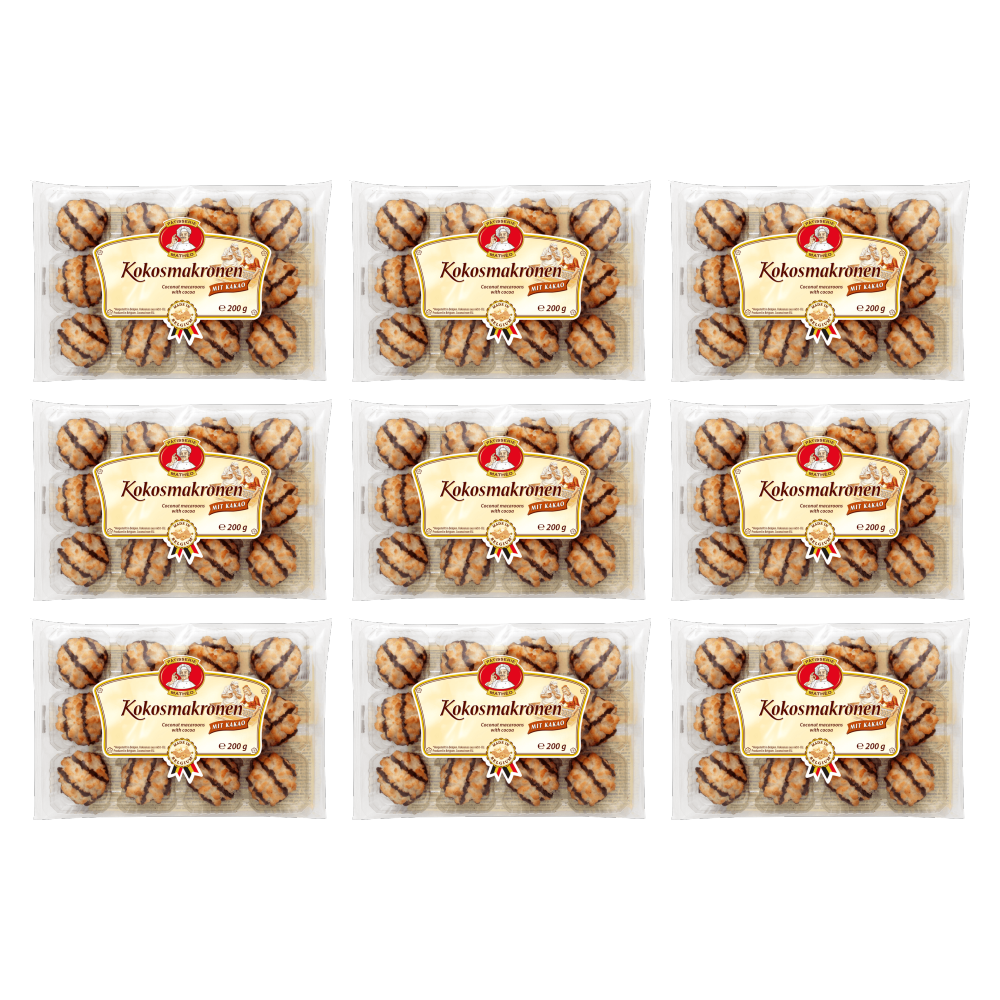 Pâtisserie Mathéo Kokosmakronen Kakao 200 g – 9er-Pack – Packbild
