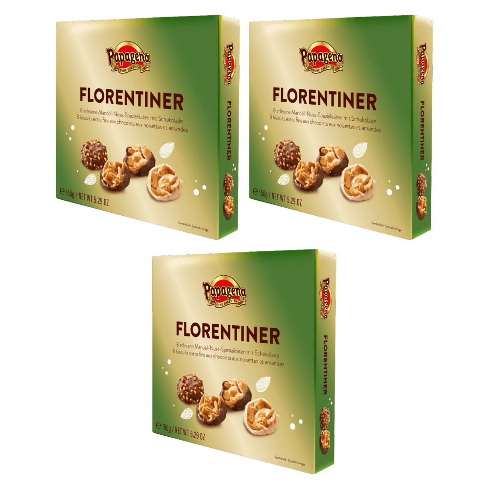 Papagena Kekse Florentiner Art 150g – 3er-Pack – Packbild