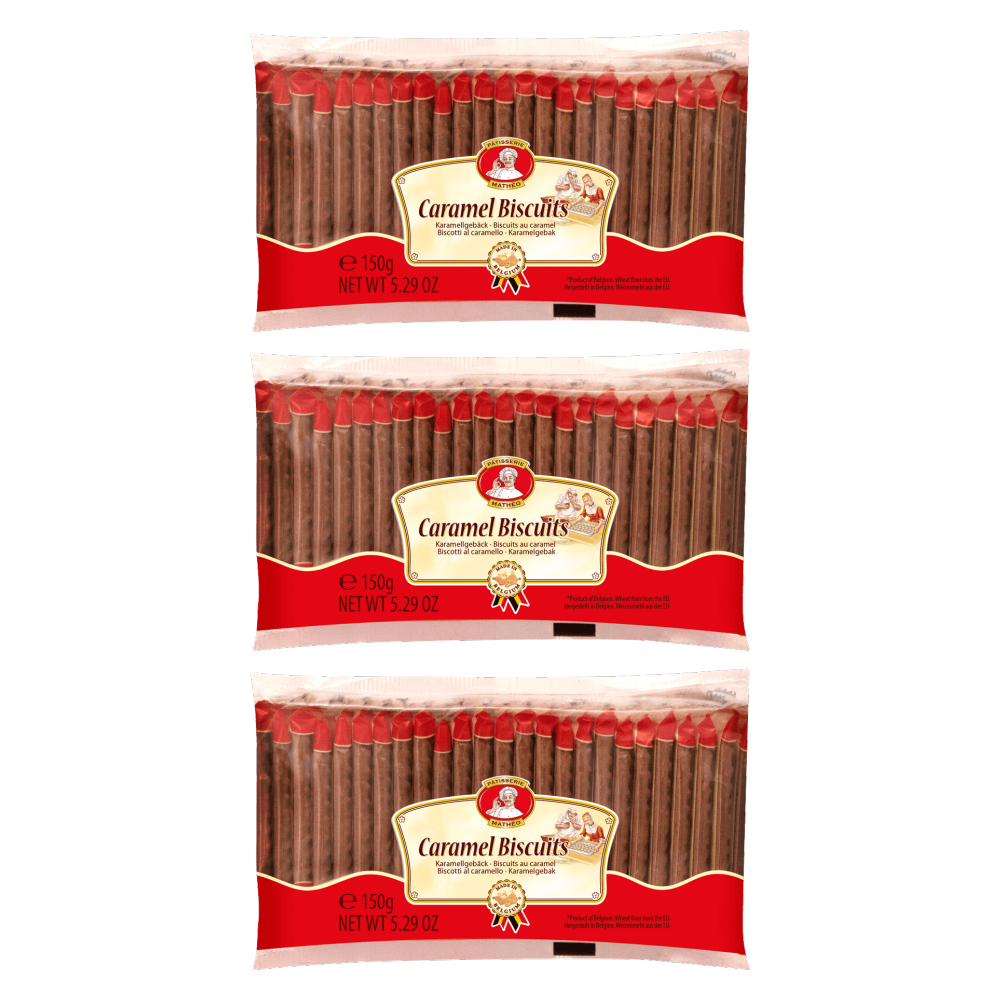 Pâtisserie Mathéo Caramel Biscuits 150g (25x6g) – 3er-Pack – Packbild