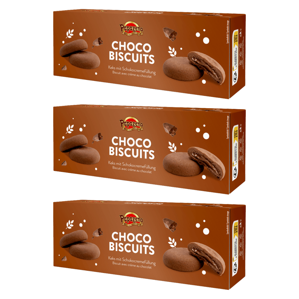 Papagena Biscuits mit Schokocremefüllung 150g – 3er-Pack – Packbild