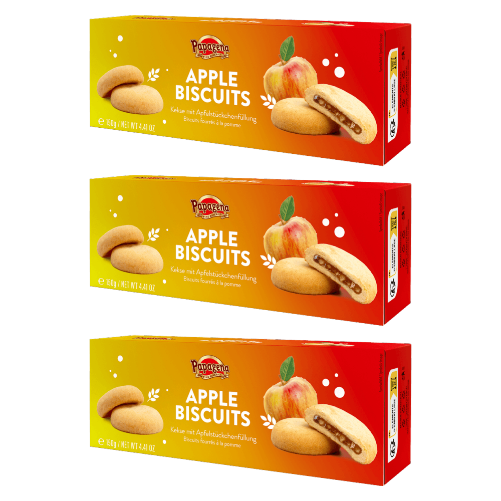 Papagena Biscuits mit Apfelfüllung 150g – 3er-Pack – Packbild