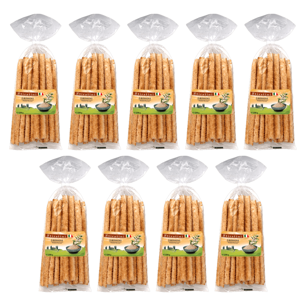 Stiratini Grissini Brotgebäckstangen mit Sesam 250g – 9er-Pack – Packbild