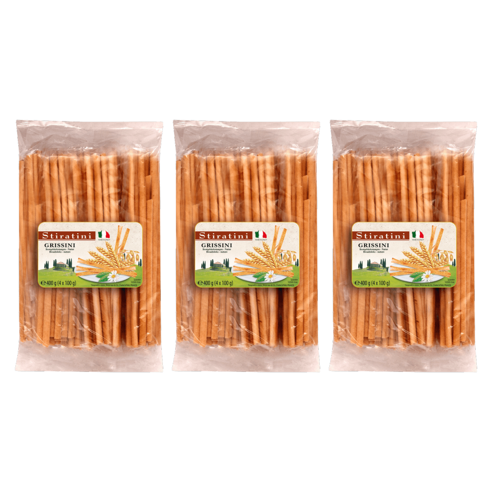 Stiratini Grissini Brotgebäckstangen 400g – 3er-Pack – Packbild