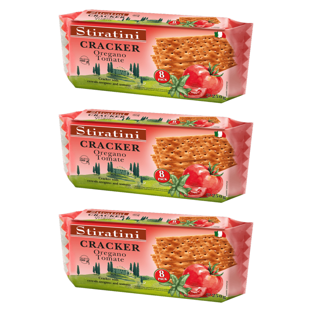Stiratini Cracker Oregano & Tomate 250g – 3er-Pack – Packbild