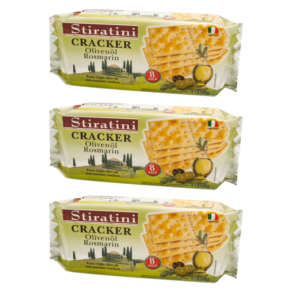 Stiratini Cracker mit Olivenöl & Rosmarin 250g – 3er-Pack – Packbild