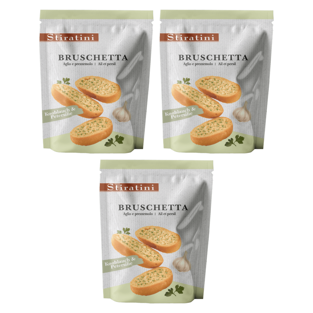 Stiratini Bruschetta Knoblauch & Petersilie 160g – 3er-Pack – Packbild