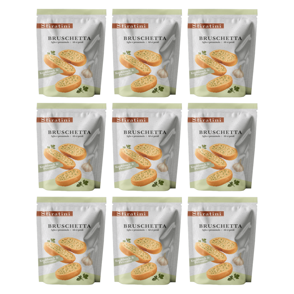 Stiratini Bruschetta Knoblauch & Petersilie 160g – 9er-Pack – Packbild