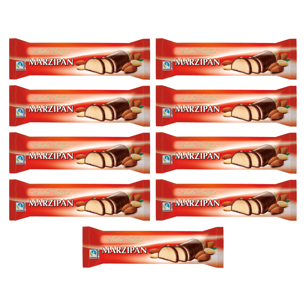 Maitre Truffout Marzipanriegel mit Zartbitterschokolade 100g – 9er-Pack – Packbild