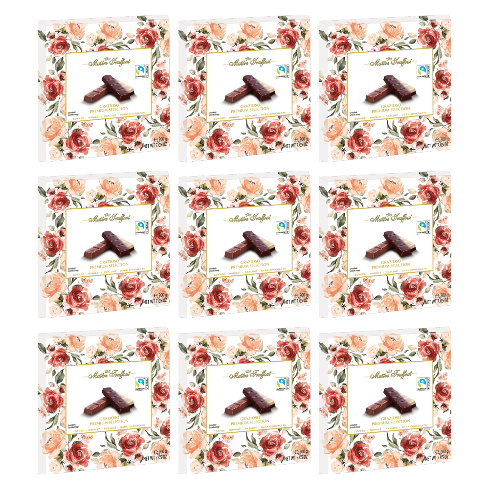 Maitre Truffout Grazioso Premium Selection Pralinenriegel 200g – 9er-Pack – Packbild