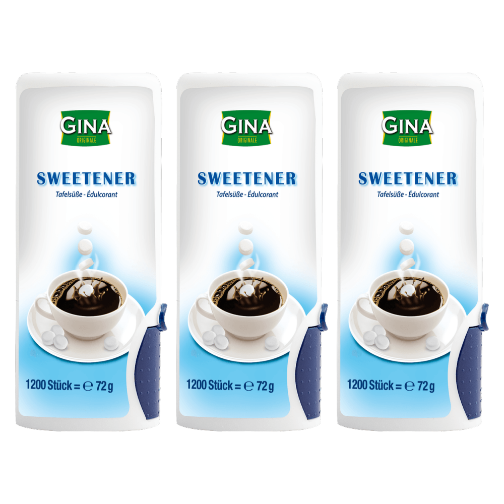 Gina Süßungsmittel im Spender 1200 Stk. 72g – 3er-Pack – Packbild