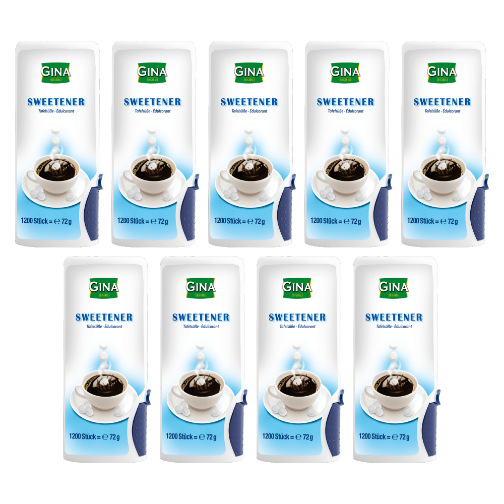 Gina Süßungsmittel im Spender 1200 Stk. 72g – 9er-Pack – Packbild