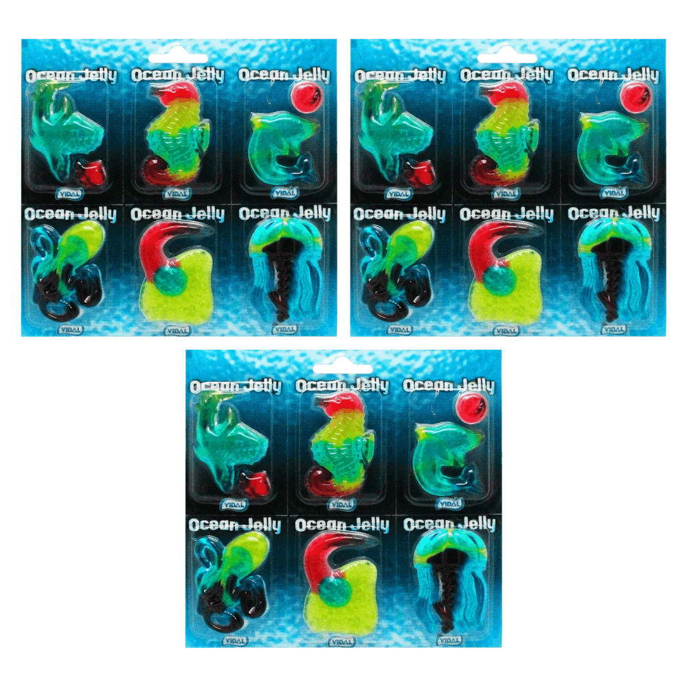 Vidal Ocean Jelly Fruchtgummi Meerestiere 66g (11x6 Stk) – 3er-Pack – Packbild