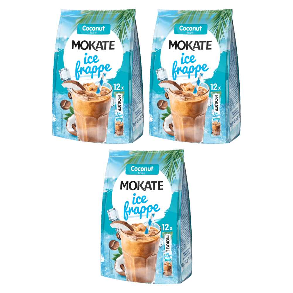 Mokate Instant Kaffeepulver Ice Frappe Coconut 150g (12x12,5g) – 3er-Pack – Packbild