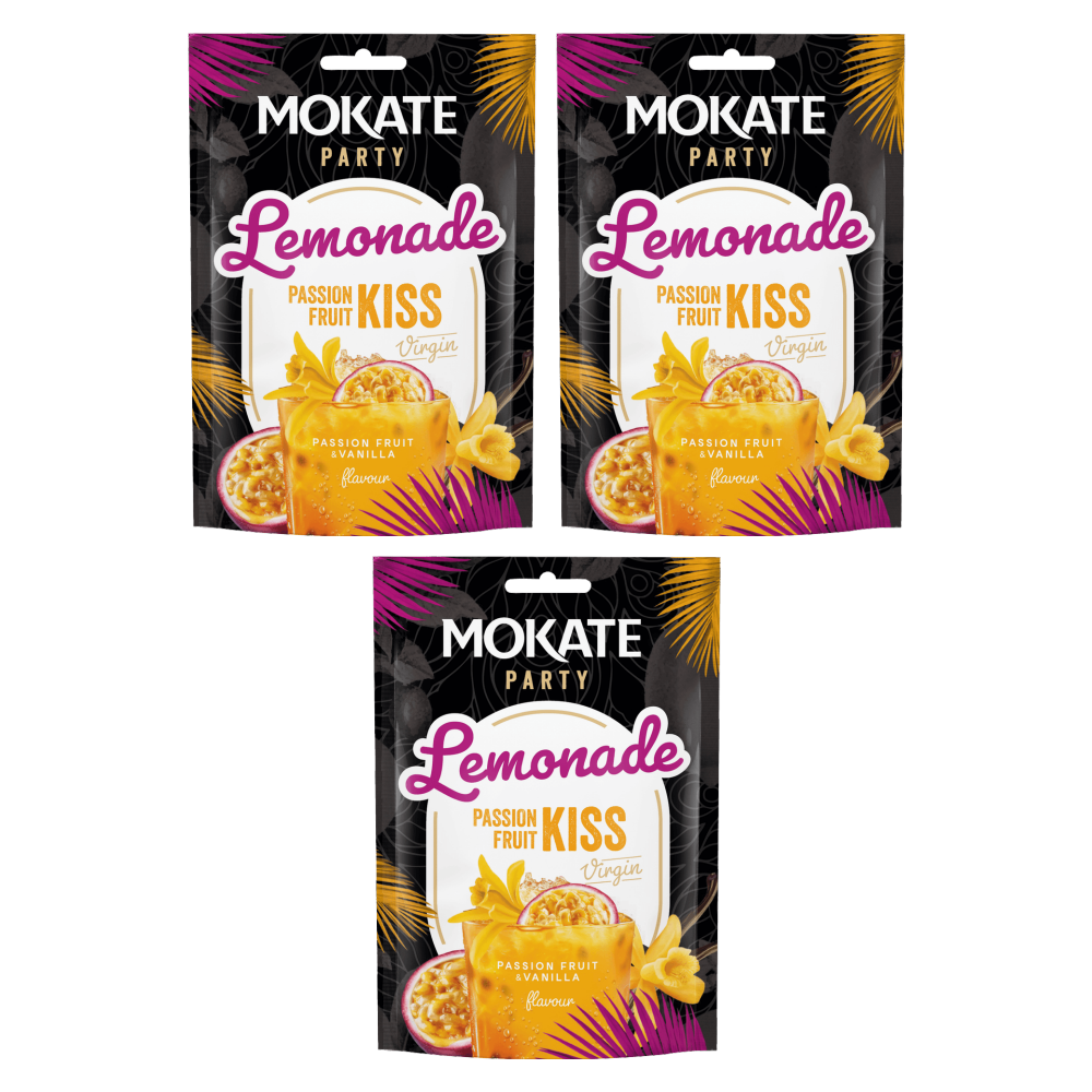 Mokate Instant Getränkepulver Lemonade Passion Fruit Kiss 40g – 3er-Pack – Packbild
