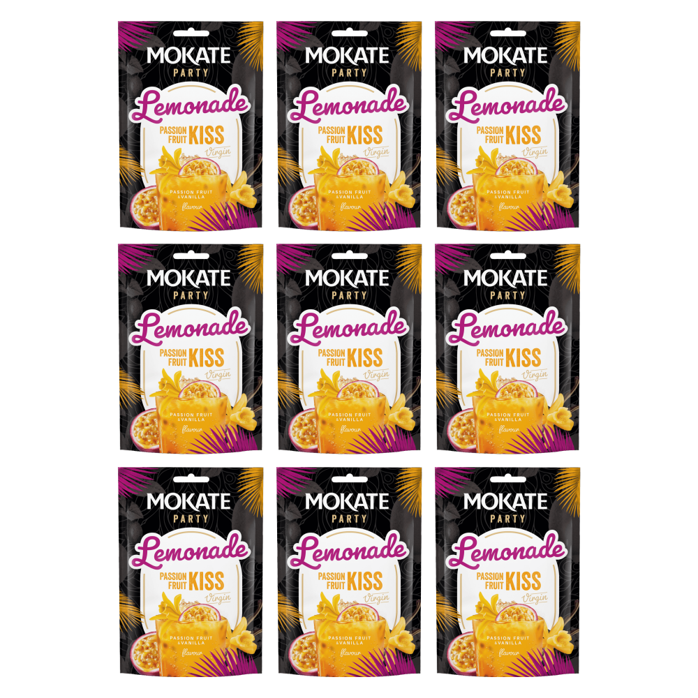 Mokate Instant Getränkepulver Lemonade Passion Fruit Kiss 40g – 9er-Pack – Packbild