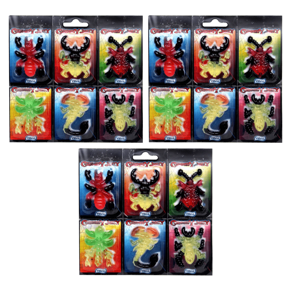 Vidal Creepy Jelly Fruchtgummi Insekten 66g (11x6 Stk) – 3er-Pack – Packbild