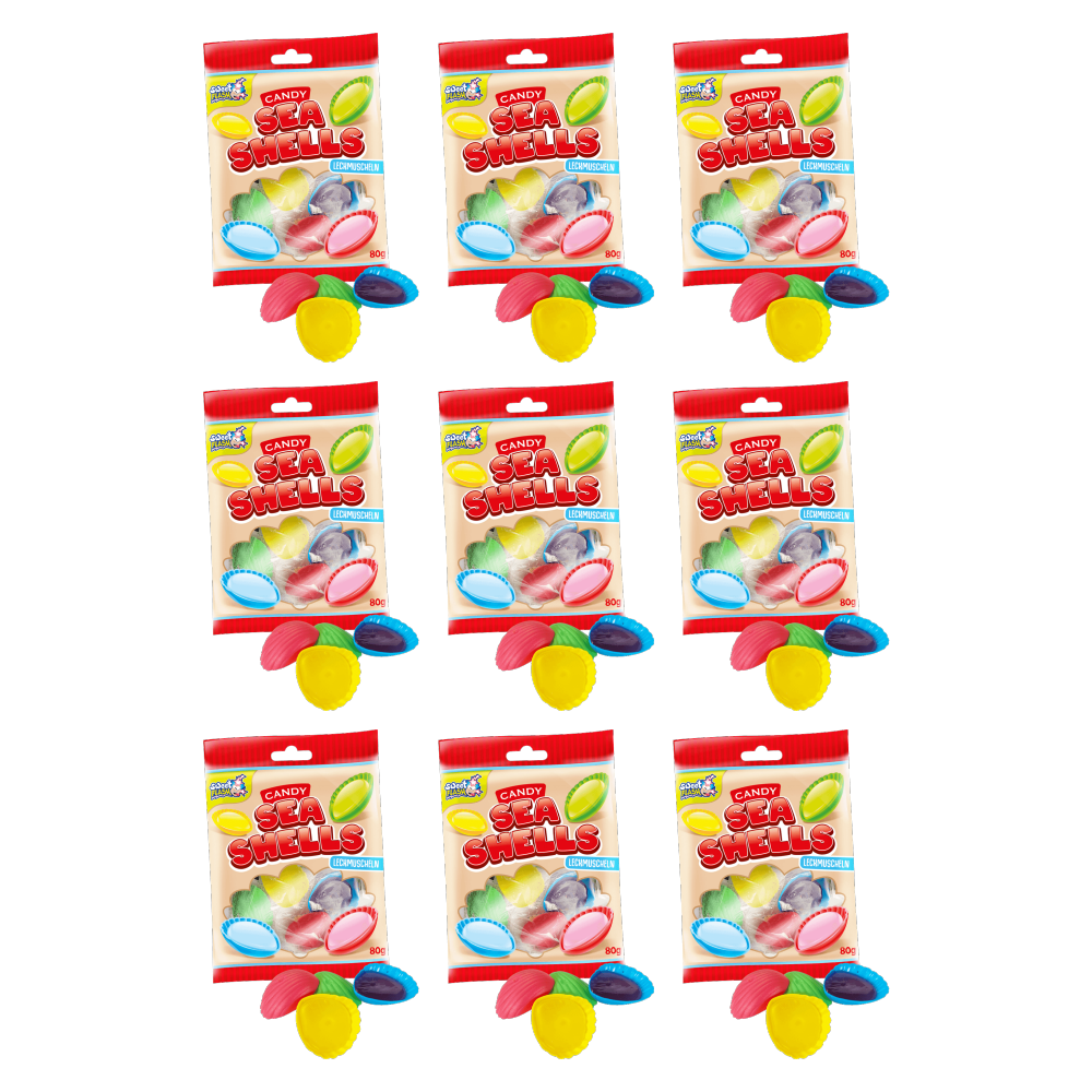 Sweet Flash Candy Seashells Schleckmuscheln 80g – 9er-Pack – Packbild