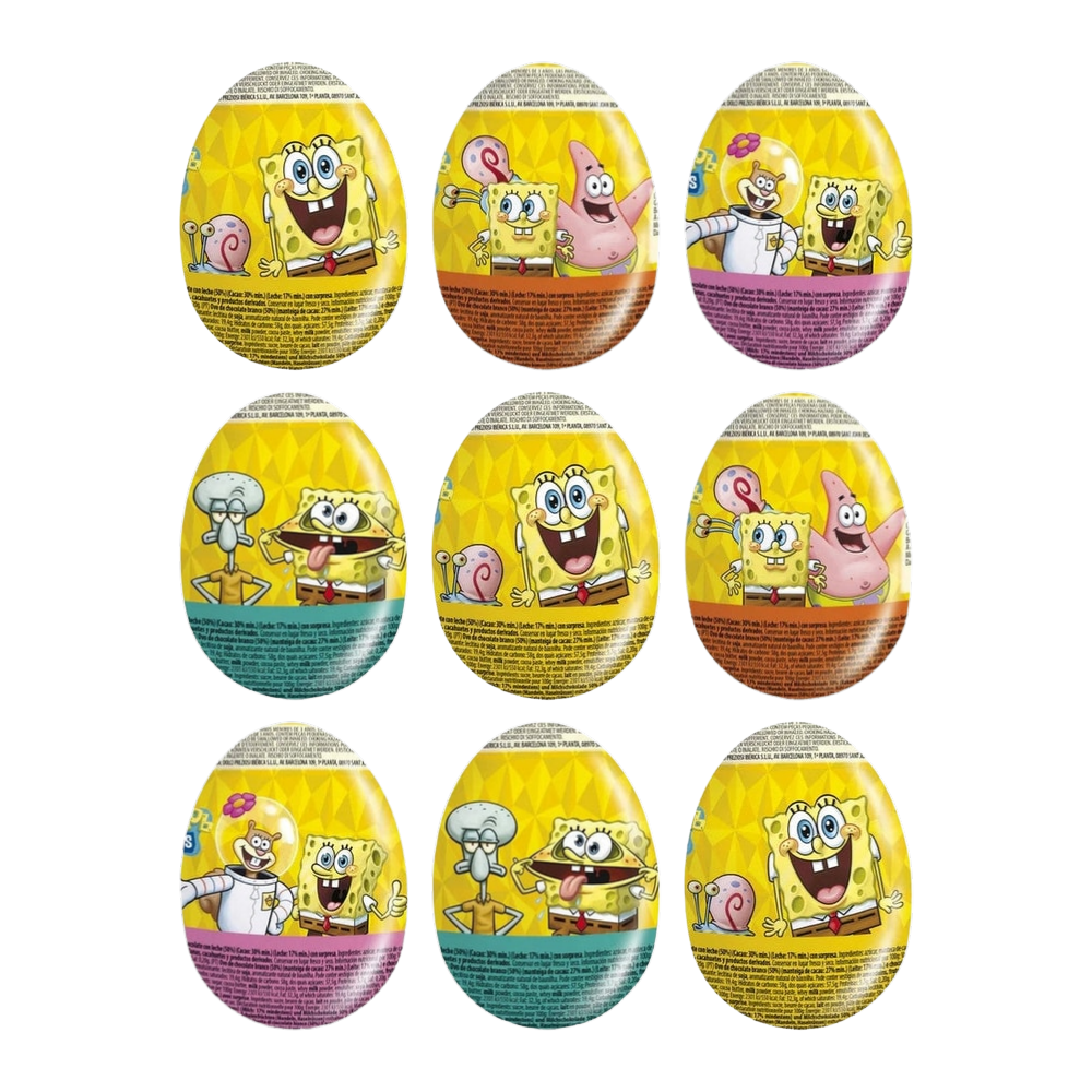 Mon Desir Spongebob Schoko-Überraschungsei 20 g mit Spielzeug – 9er-Pack – Packbild