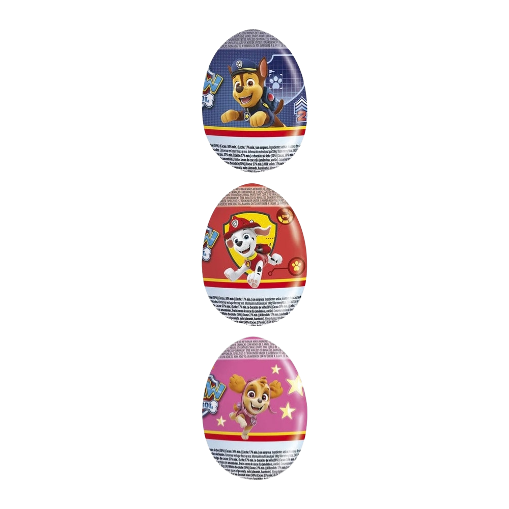 Mon Desir Paw Patrol Schoko-Überraschungsei 20 g mit Spielzeug – 3er-Pack – Packbild