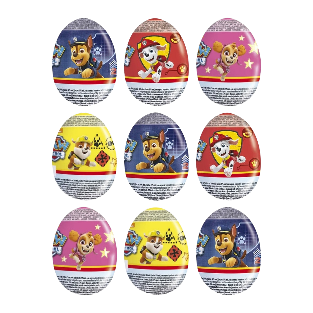 Mon Desir Paw Patrol Schoko-Überraschungsei 20 g mit Spielzeug – 9er-Pack – Packbild