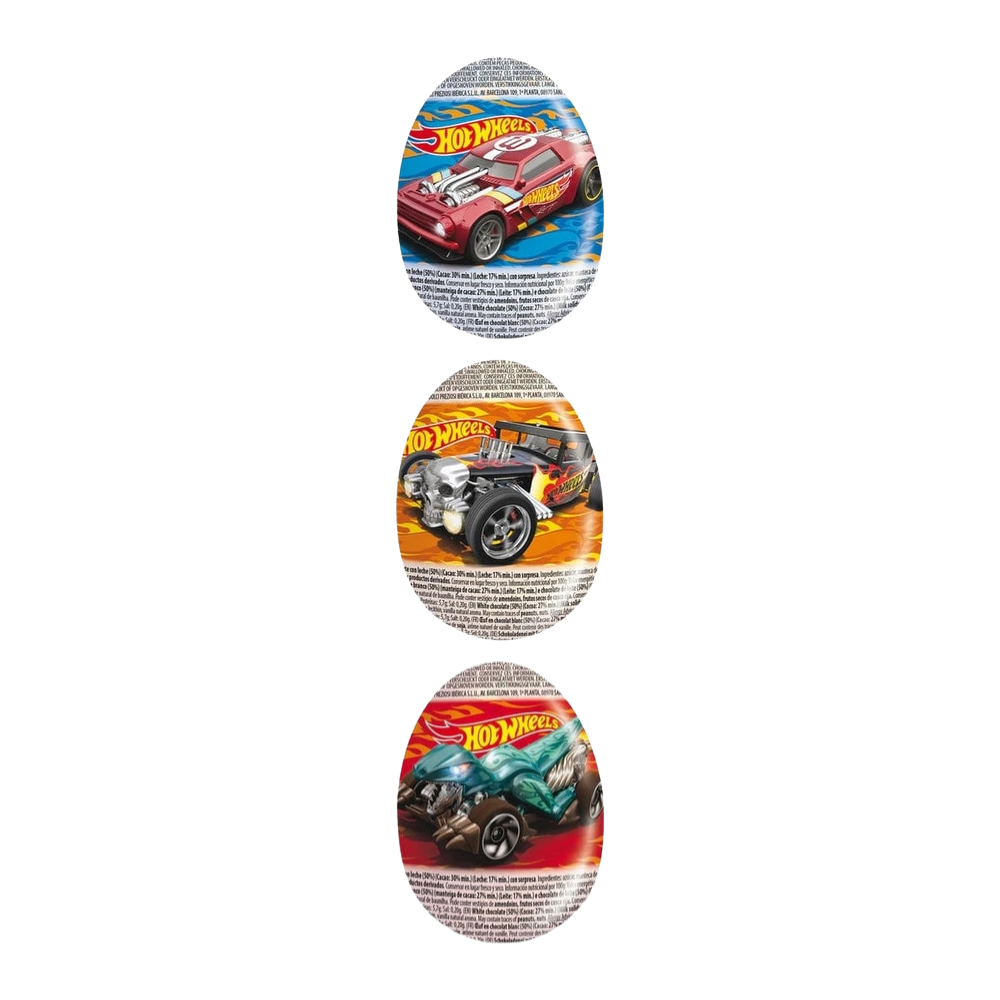 Mon Desir Hot Wheels Schoko-Überraschungsei 20 g mit Spielzeug – 3er-Pack – Packbild