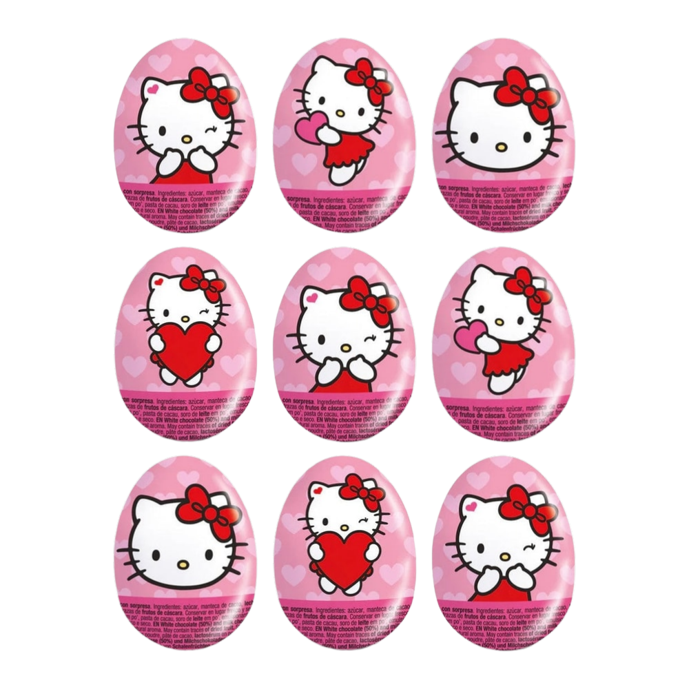 Mon Desir Hello Kitty Schoko-Überraschungsei 20 g mit Spielzeug – 9er-Pack – Packbild
