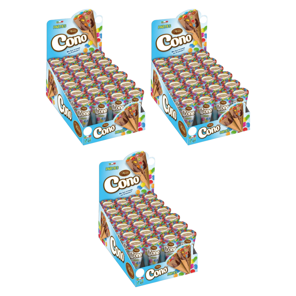Cono Mini-Waffelhörnchen Parties 24 × 25 g – Thekendisplay – 3er-Pack – Packbild