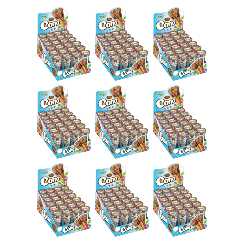 Cono Mini-Waffelhörnchen Parties 24 × 25 g – Thekendisplay – 9er-Pack – Packbild