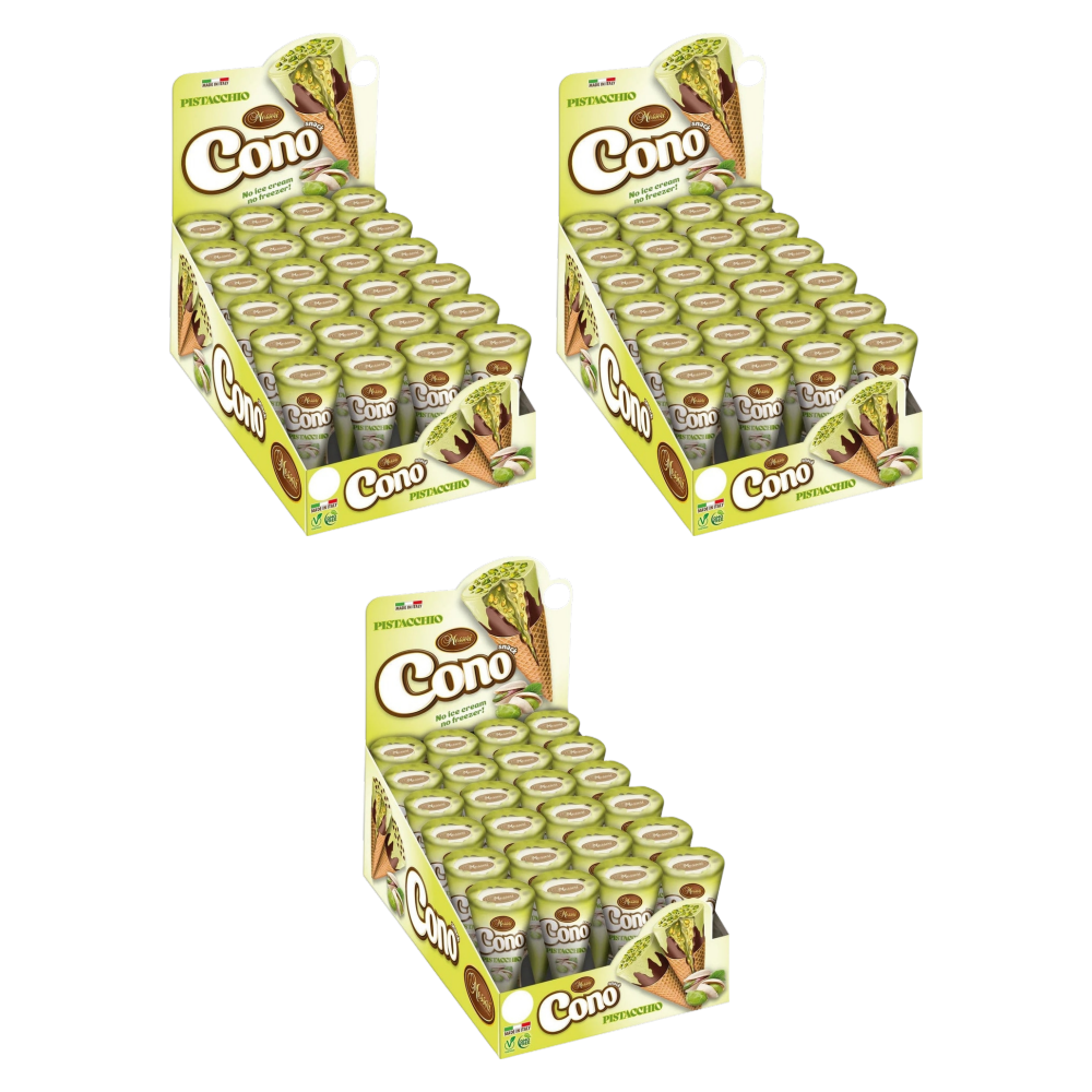 Cono Mini-Waffelhörnchen Pistazie 24 × 22 g – Thekendisplay – 3er-Pack – Packbild