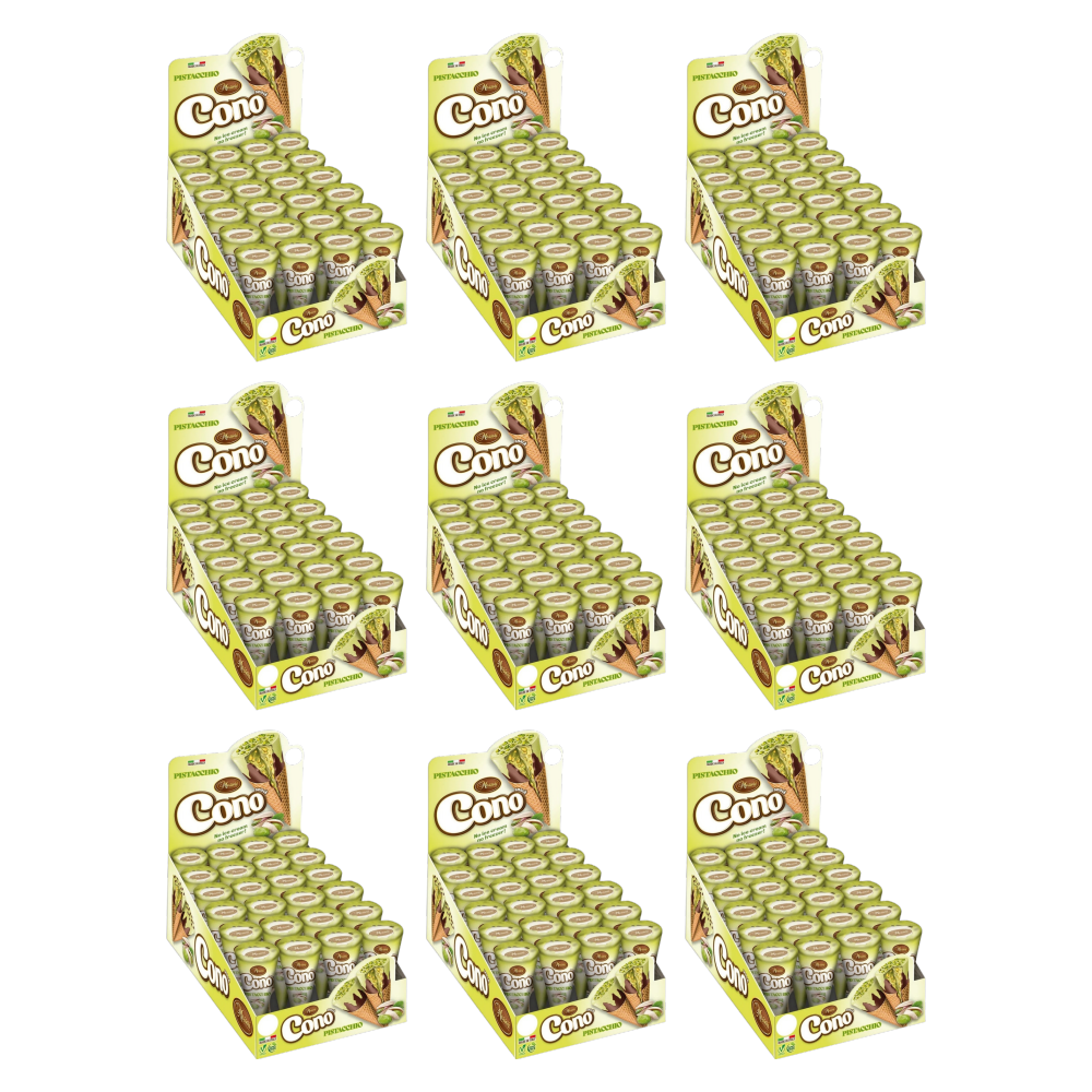 Cono Mini-Waffelhörnchen Pistazie 24 × 22 g – Thekendisplay – 9er-Pack – Packbild
