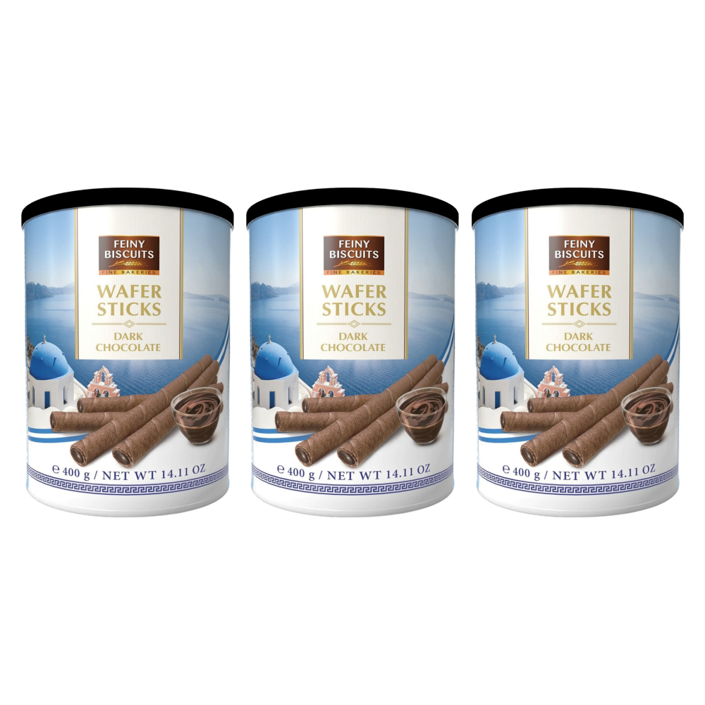 Feiny Biscuits Waffelröllchen Zartbitterschokolade 400 g – 3er-Pack – Packbild