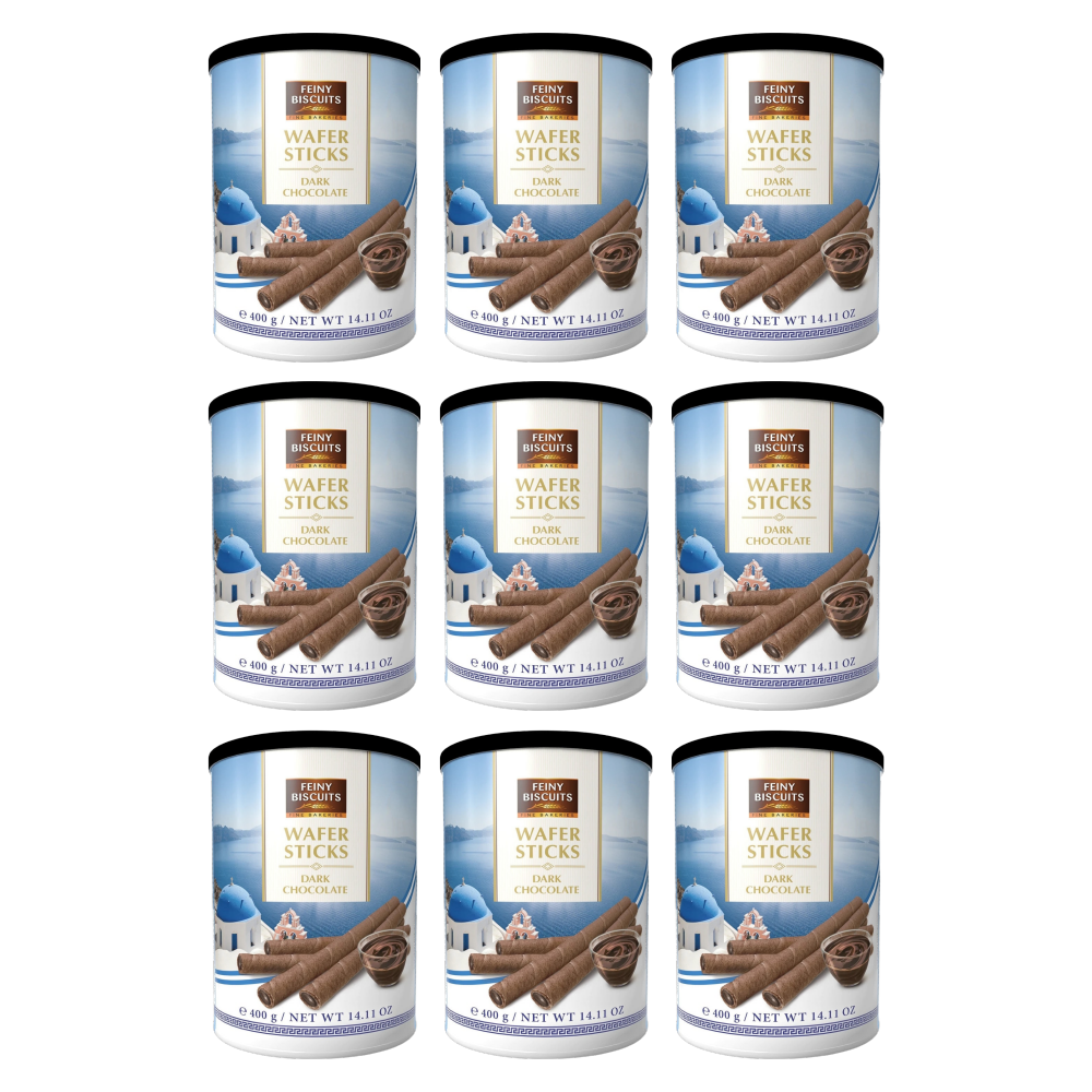 Feiny Biscuits Waffelröllchen Zartbitterschokolade 400 g – 9er-Pack – Packbild