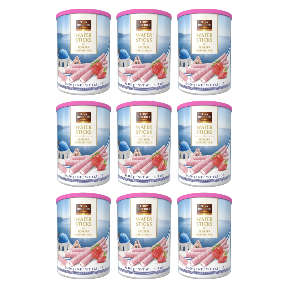 Feiny Biscuits Waffelröllchen Erdbeere 400 g – 9er-Pack – Packbild