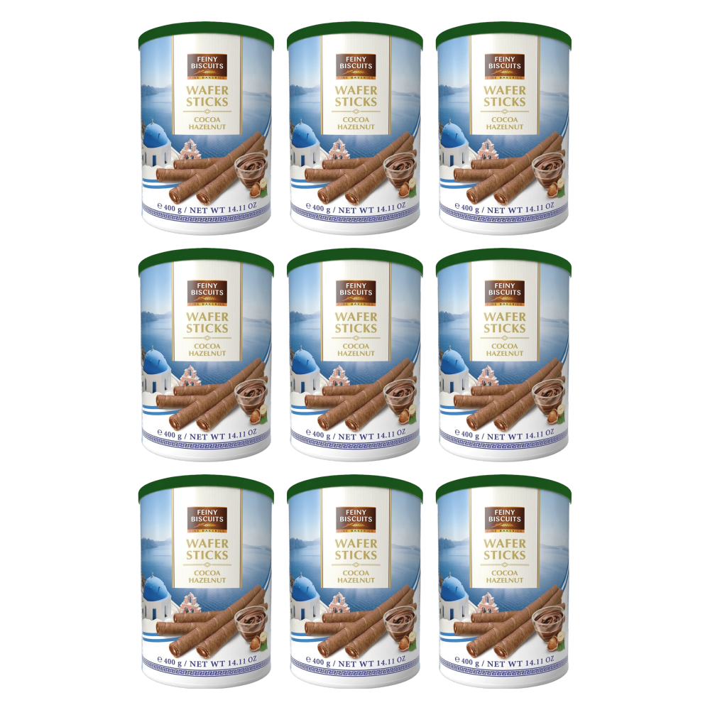 Feiny Biscuits Waffelröllchen Kakao-Haselnuss 400 g – 9er-Pack – Packbild