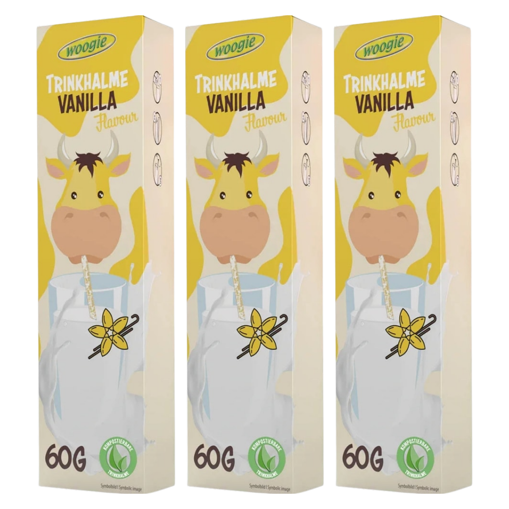 Woogie Trinkhalme Vanille 10 × 6 g (60 g) – 3er-Pack – Packbild