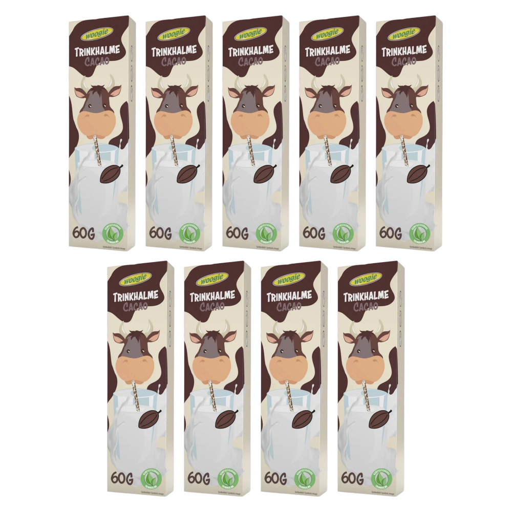 Woogie Trinkhalme Kakao 10 × 6 g (60 g) – 9er-Pack – Packbild
