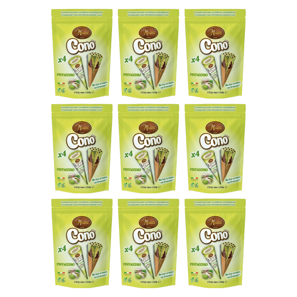 Cono Mini-Waffelhörnchen Pistazie 4 × 22 g (88g) – 9er-Pack – Packbild