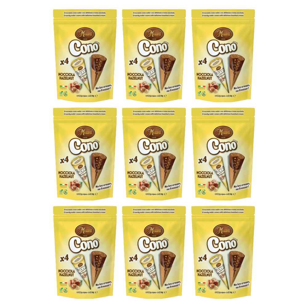 Cono Mini-Waffelhörnchen Haselnuss 4 × 25 g (100g) – 9er-Pack – Packbild