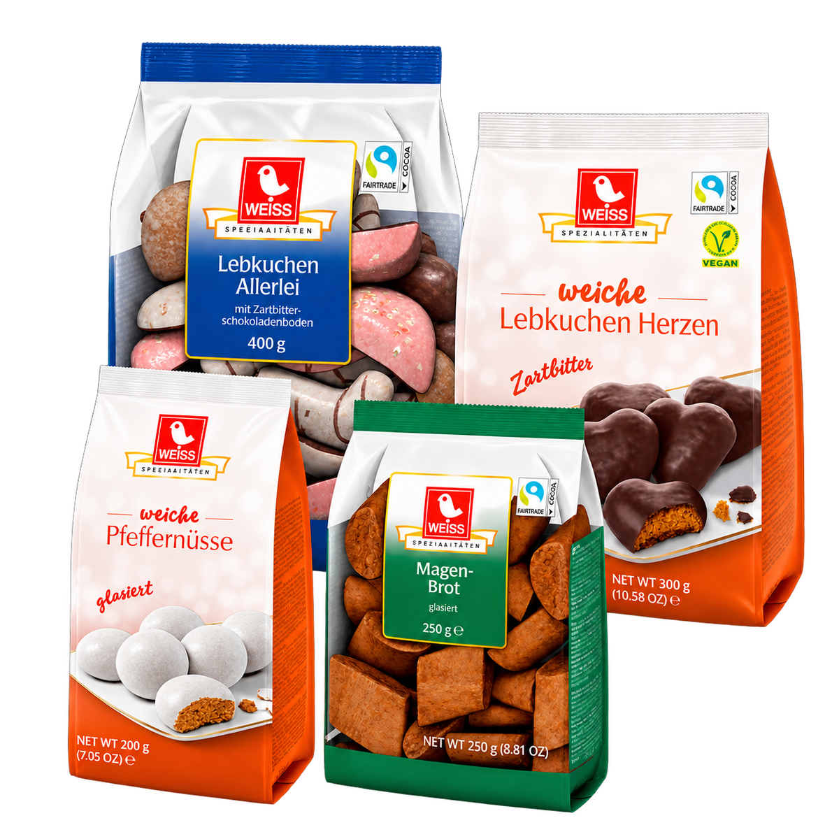 Lebkuchen Weihnachtsbox Mix – 1,15 kg SB104 – enthaltene Produkte auf transparentem Hintergrund
