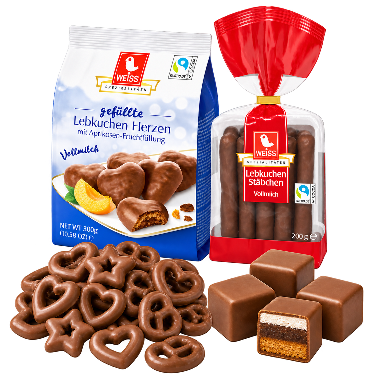 Vollmilch Weihnachtsbox – 1,4 kg SB106 – enthaltene Produkte auf transparentem Hintergrund