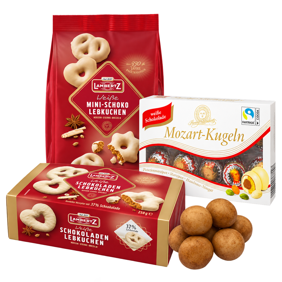 Weiße Weihnachten Geschenkbox – 1 kg SB115 – enthaltene Produkte auf transparentem Hintergrund