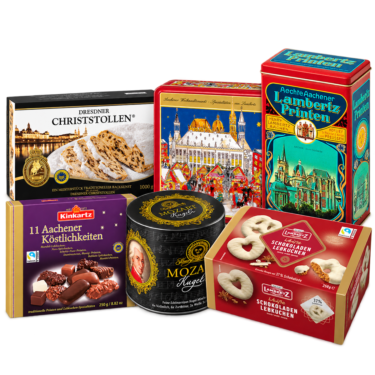 XXL Weihnachtsbox Festtagsgenuss – 2,7 kg SB120 – enthaltene Produkte auf transparentem Hintergrund