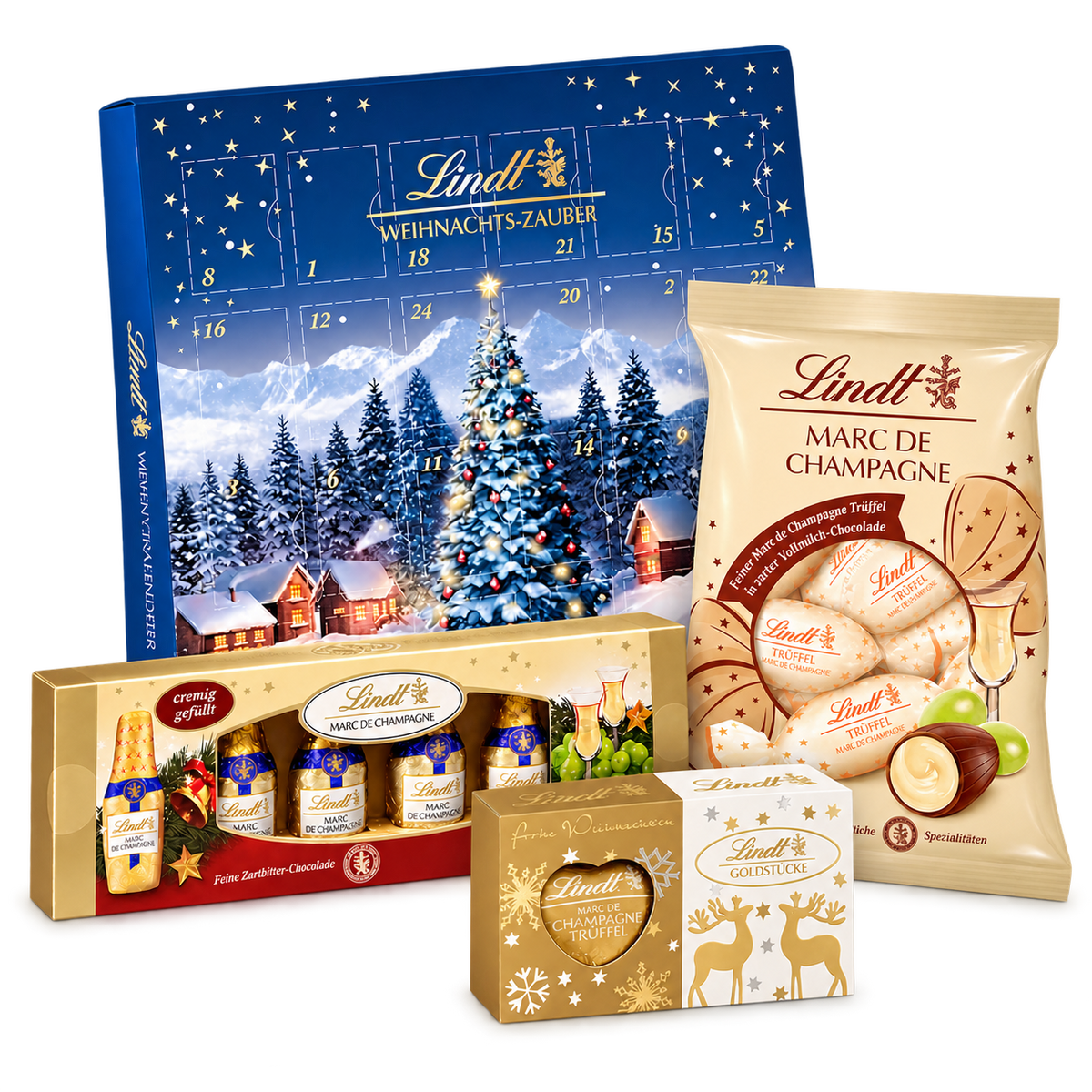 Weihnachtsbox Marc-de-Champagne im Advent - 398 g - SB198 – Produktgruppe mit korrigierten Verpackungen