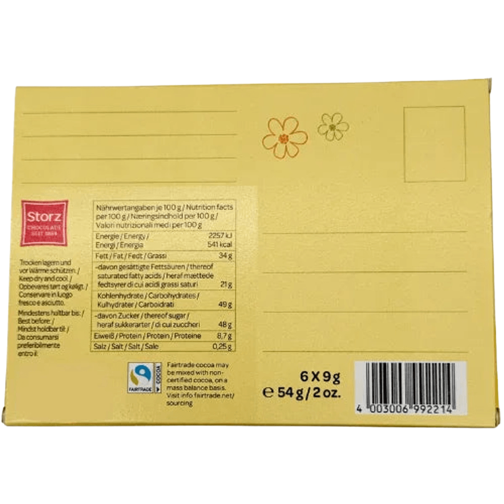 Storz Grußkarte Ostern Herz Vollmilch Schokolade 6x 9g, 54 g