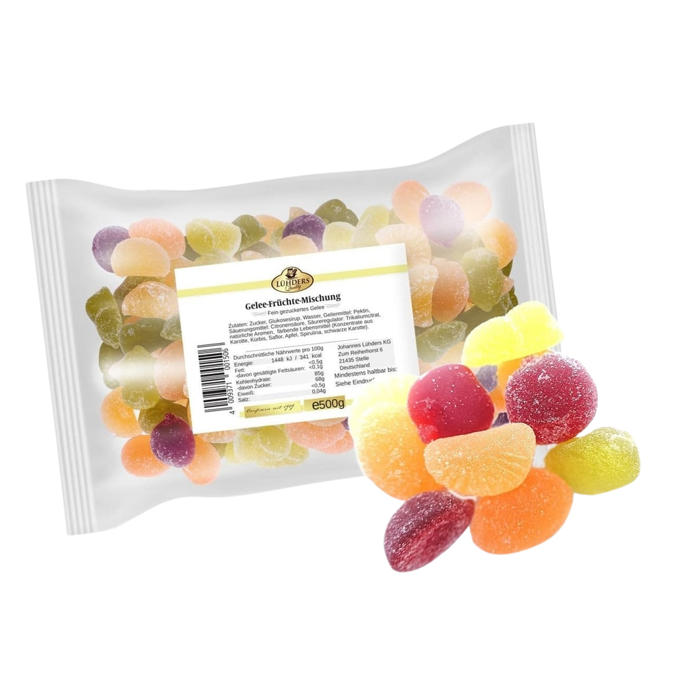 Lühders Fruchtgelee Gelee Früchte Mix vegan 500 g Vorratspackung