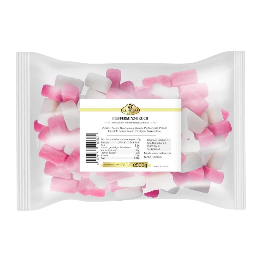 Lühders Pfefferminzbruch Pfefferminz rosa weiß 500 g