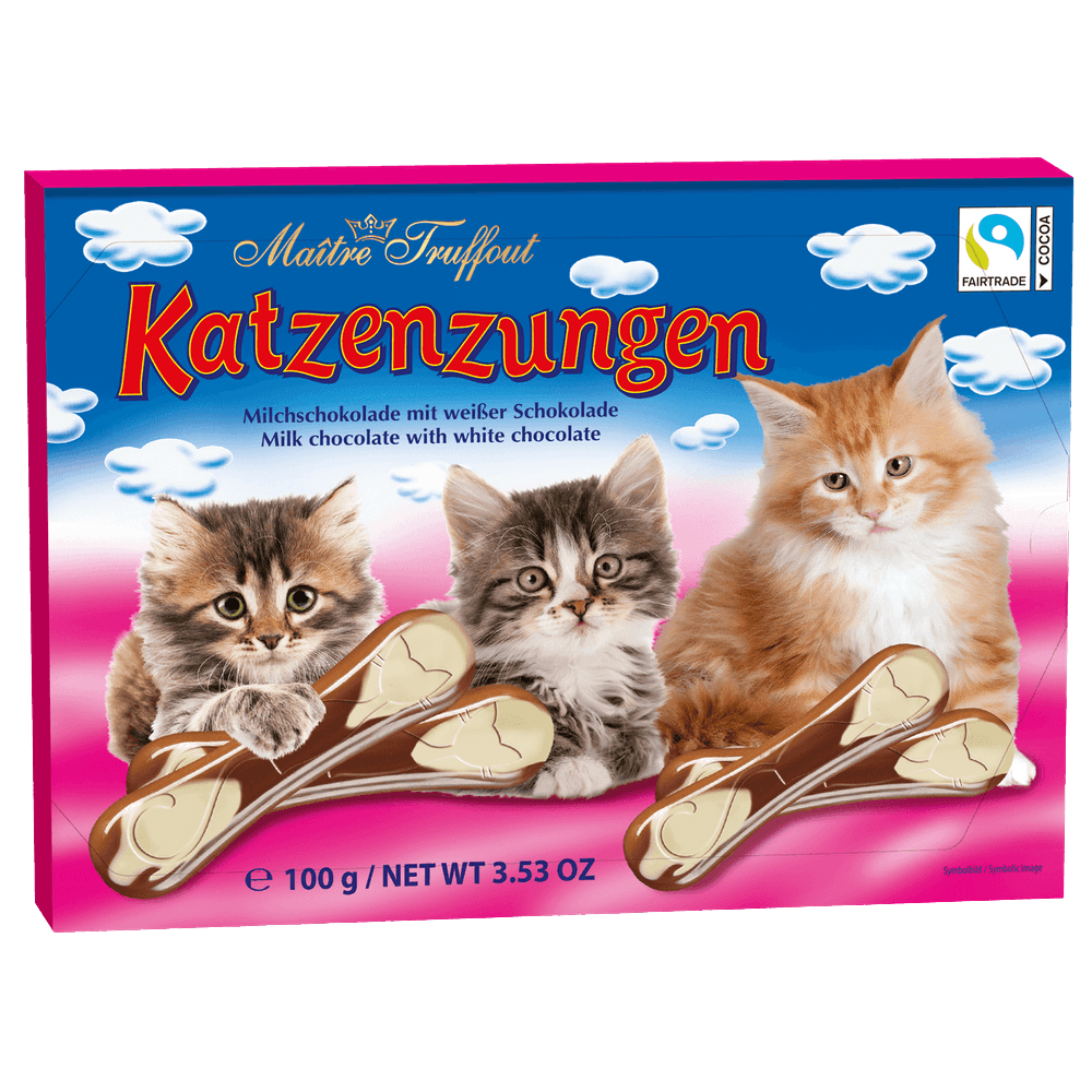 Maitre Truffout Milch- und weiße Schokolade Katzenzungen 100g